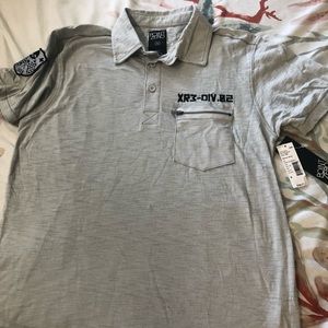 Young men’s size small new gray, design on back